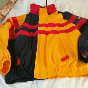 Vtg. TOMMY HILFIGER puffer jacket with hood, large